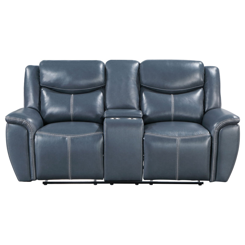 Stanwicke - Motion Reclining Loveseat With Console - Blue