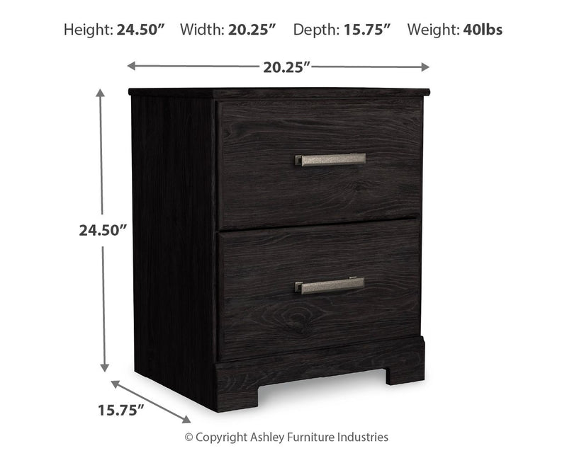 Belachime - Two Drawer Night Stand - Charcoal