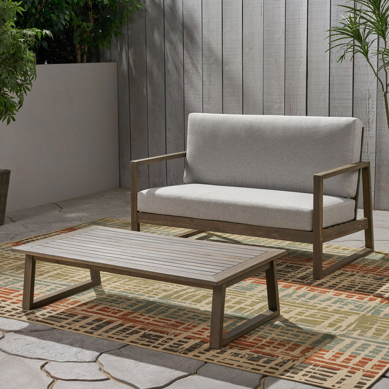 Belgian - Loveseat & Coffee Table Set With Water Resistant Cushions - Gray