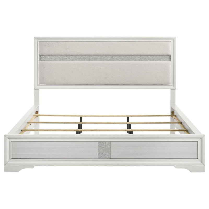 Miranda 54-inch Upholstered California King Panel Bed White
