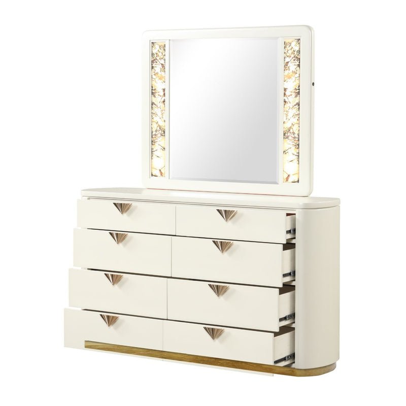 La Pierre - Rectangular Mirror With LED Lighting Panels - Beige