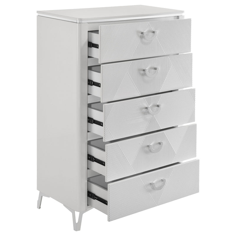 Buckley - 5 Drawer Chest - Gloss White