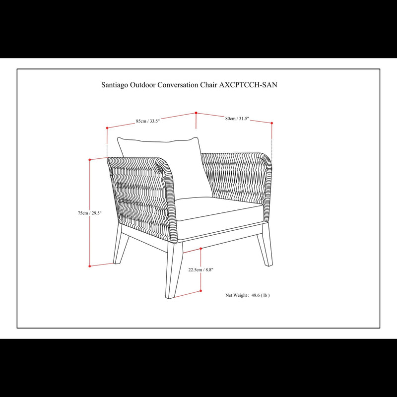 Santiago - Outdoor Conversation Chair - Slate Gray