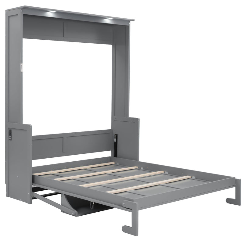 Murphy Bed With Desk, LED Lights And USB Charging Station