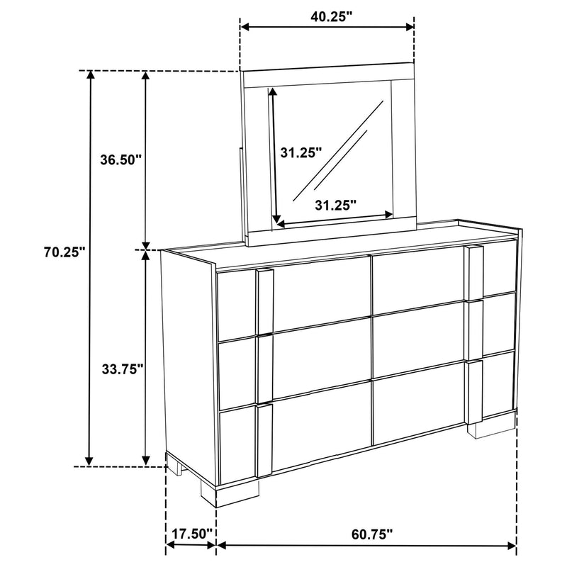 Hyland 6-drawer Dresser with Mirror Natural