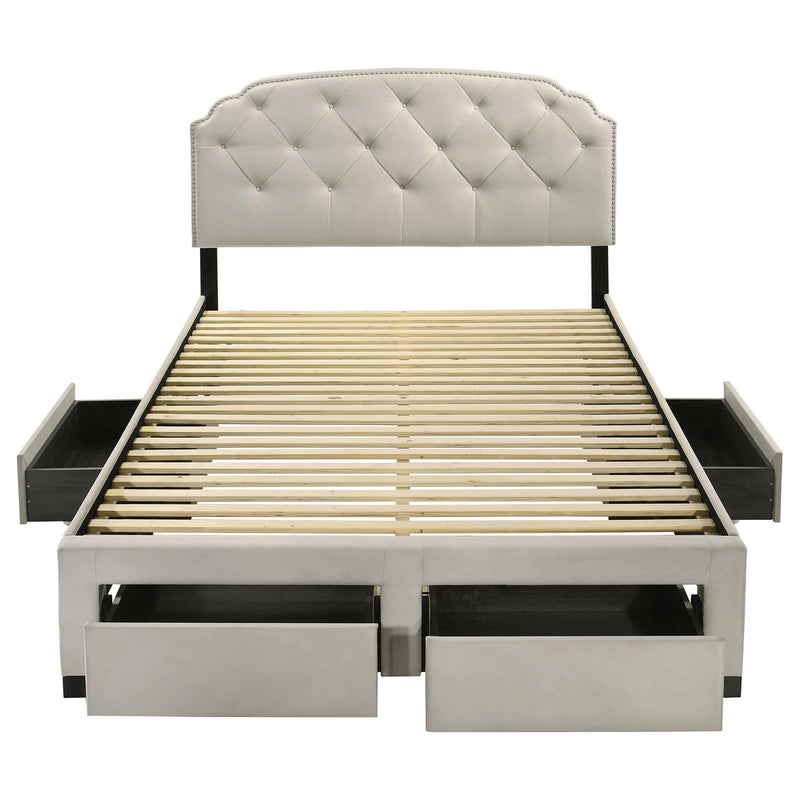 Marianna 4-drawer Upholstered Queen Storage Bed Cream
