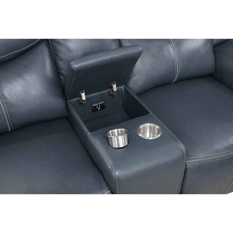 Stanwicke - 2 Piece Motion Reclining Sofa Set With Contrast Stitching - Blue
