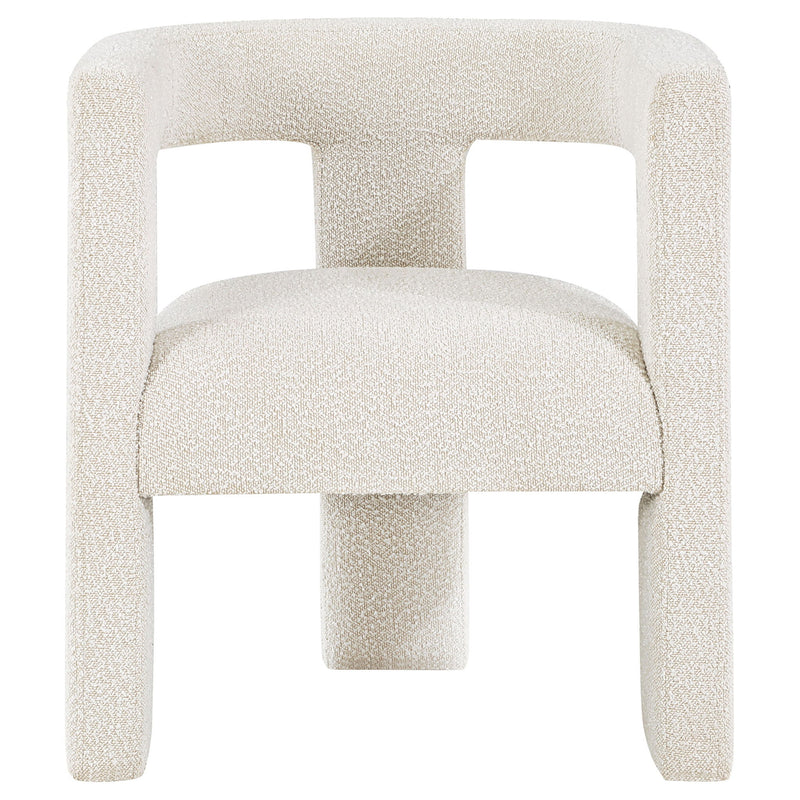 Verda - Upholstered Accent Side Chair In Soft With Rounded Open Back And 3 Leg Base - White