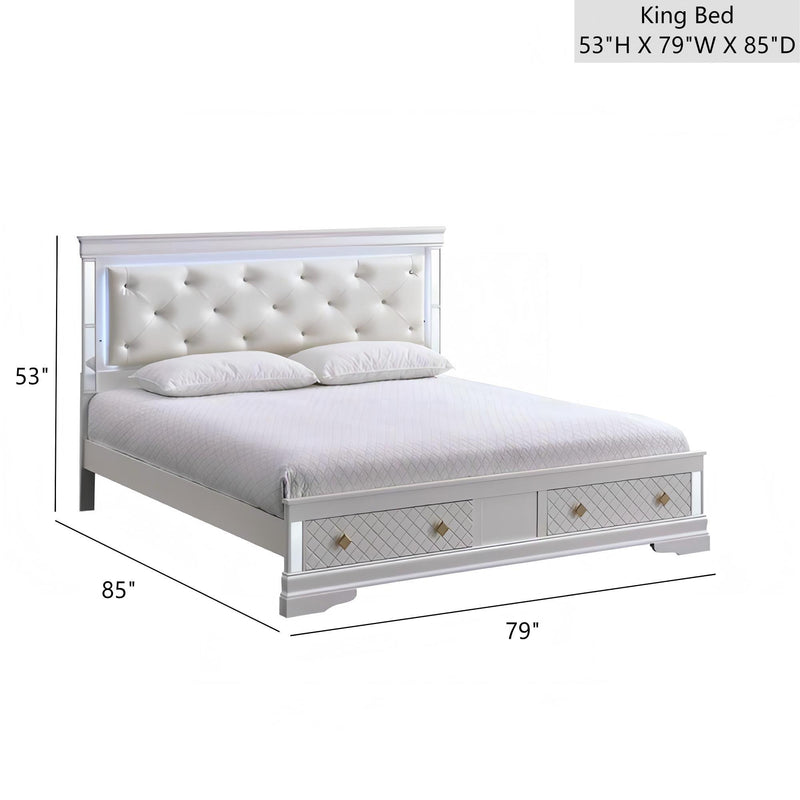 Verona - Bed With LED Accent Lighting, 2 Drawers