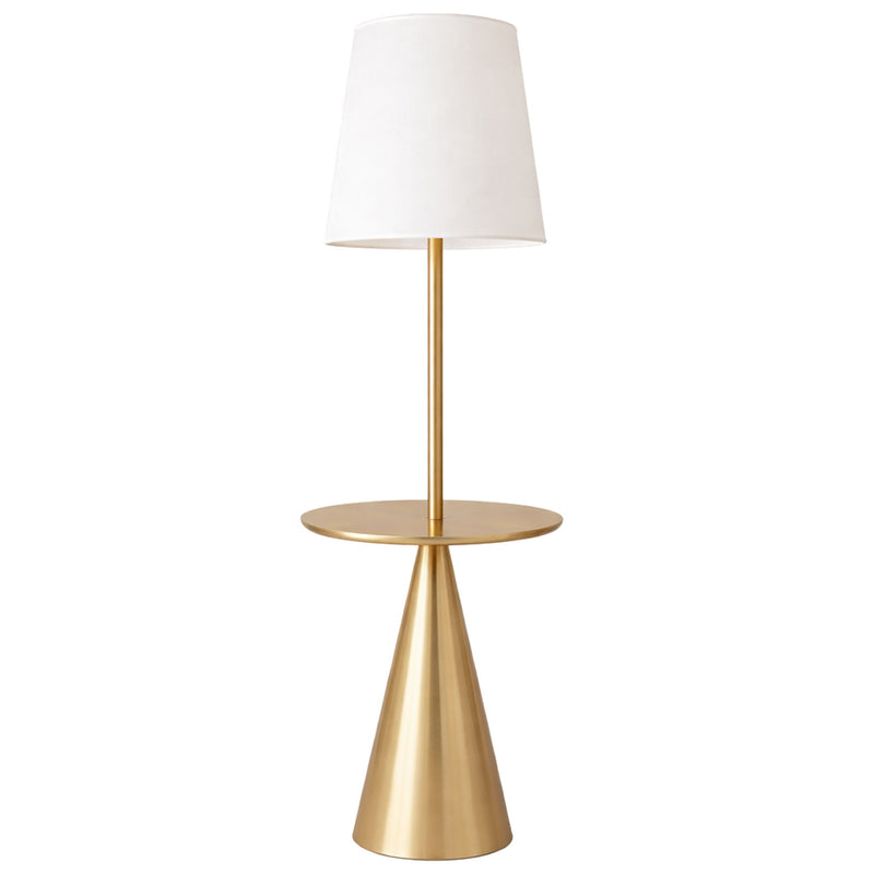 Celestial - Modern Floor Lamp With Accent Table With Large Shade - Gold / White