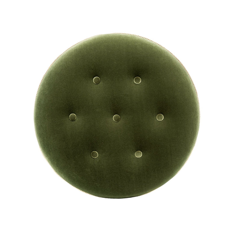 Maribel - Round Accent Ottoman - Olive Green