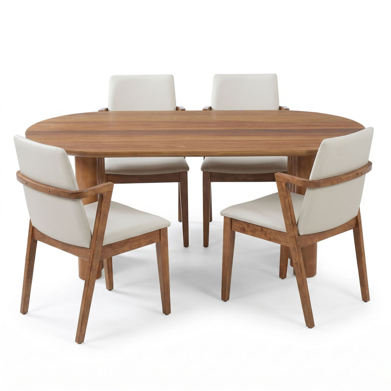 5 Piece Indoor Dining Set With Oval Table And Chairs