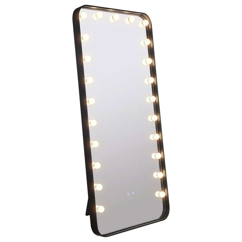 Villancourt - LED Standing Mirror With Speakers - Black