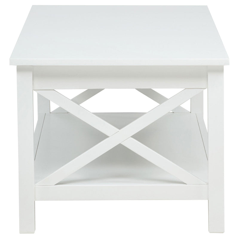 Skyview 2-piece Rectangular Lift Top Coffee Table Set White