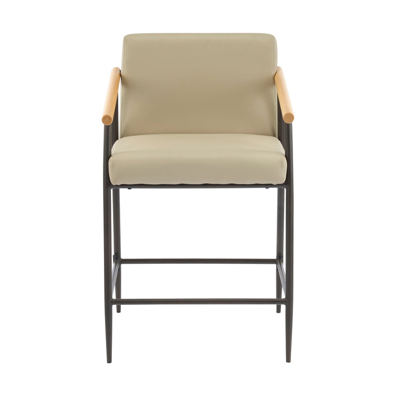 Counter Stool Set With Espresso Metal Frame - Khaki