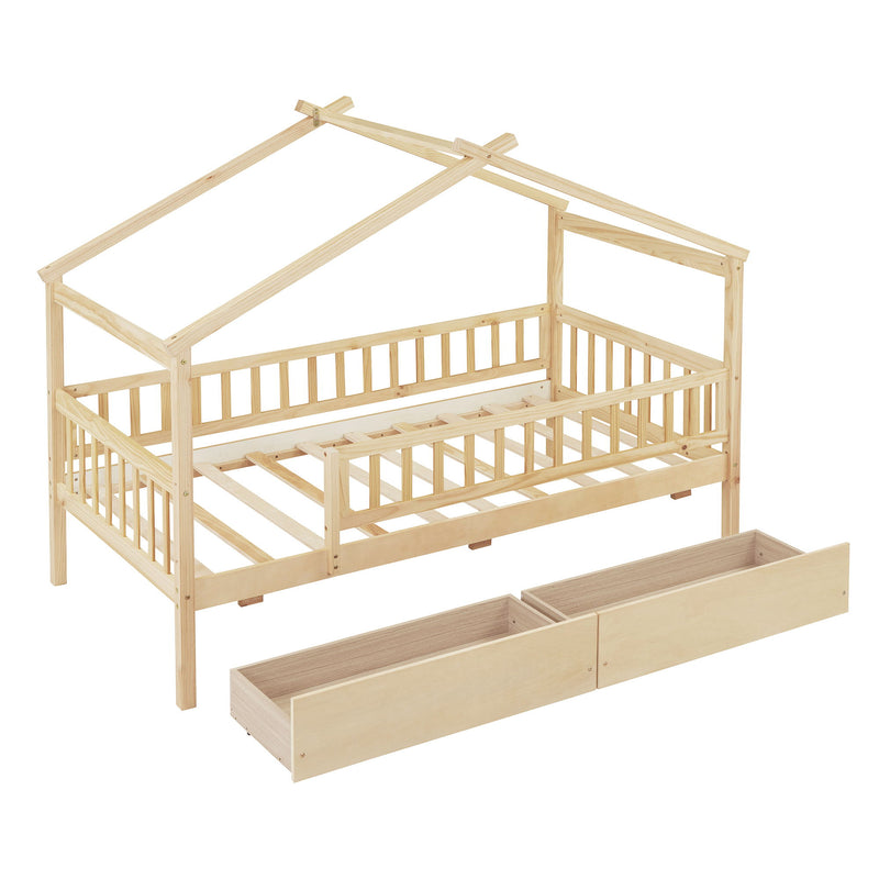 House Bed With 2 Drawers