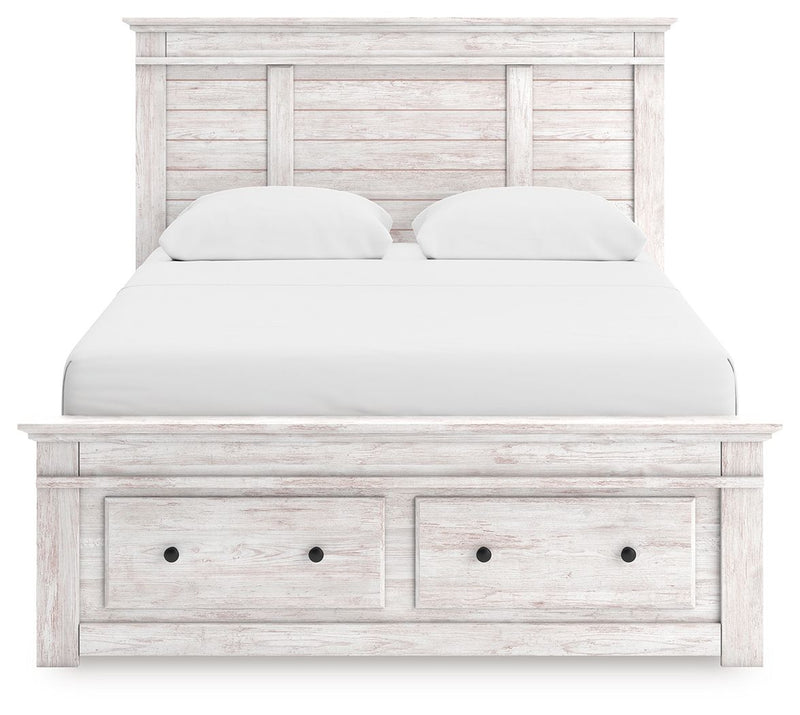 Makidern - Panel Storage Bed With 2 Under Bed Storage Units