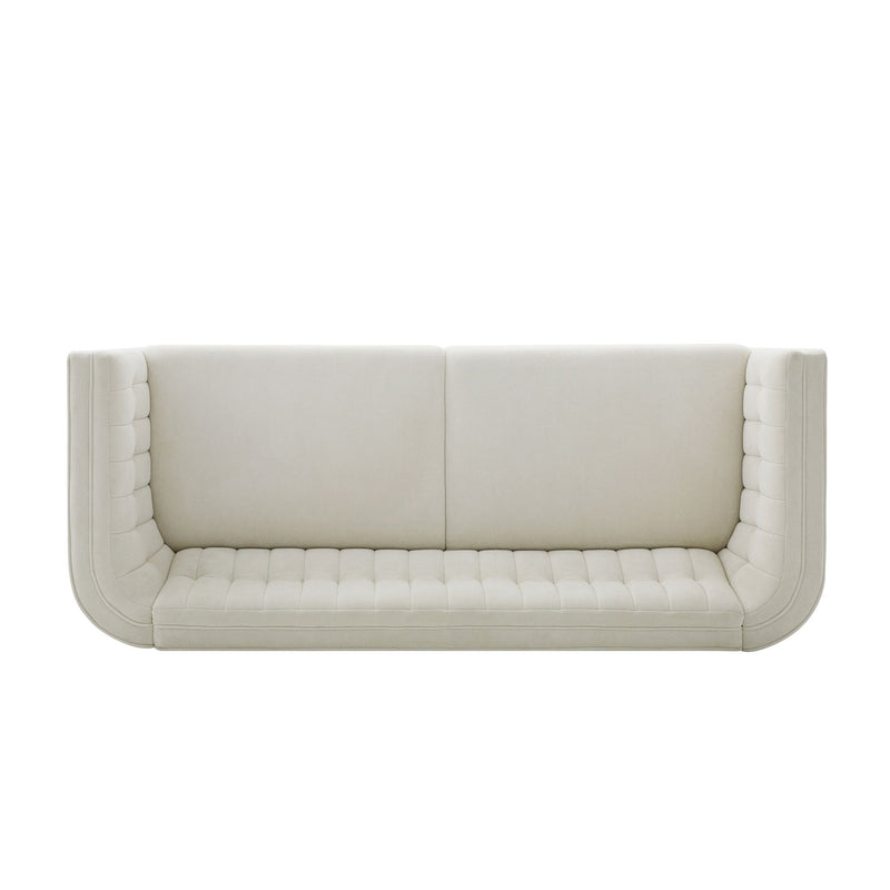 Modern 3 Seater Sofa, Upholstered Couch With Curved Armrests