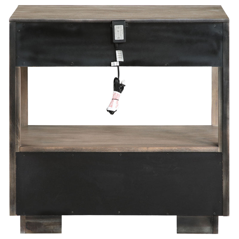 Prescott - 2 Drawers Nightstand With Open Shelf - Taupe