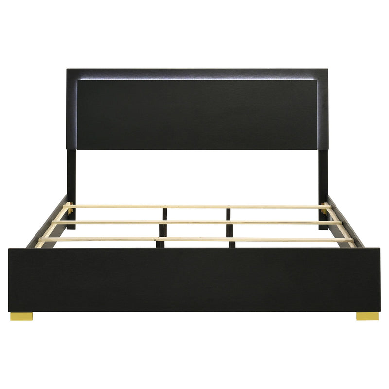 Marceline Wood Eastern King LED Panel Bed Black