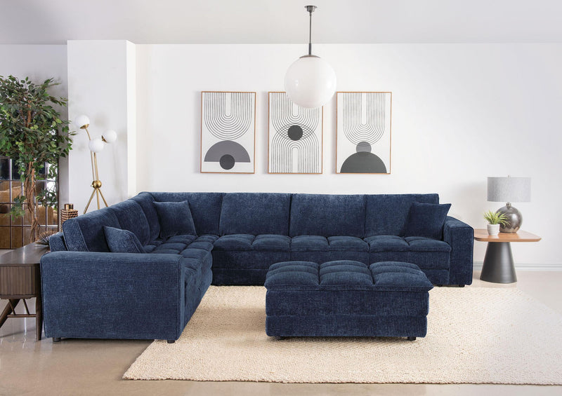 Atlantic Corduroy Upholstered Armless Chair Blue