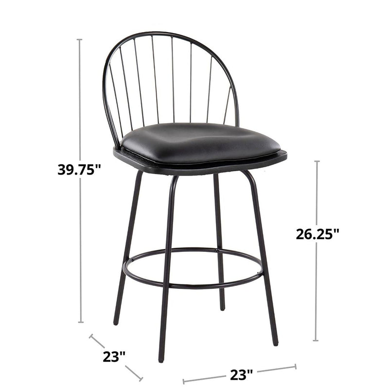 Riley - Claire Farmhouse Fixed Height Counter Stool With Swivel With Round Footrest (Set of 2) - Black / Bronze / Walnut / Brown
