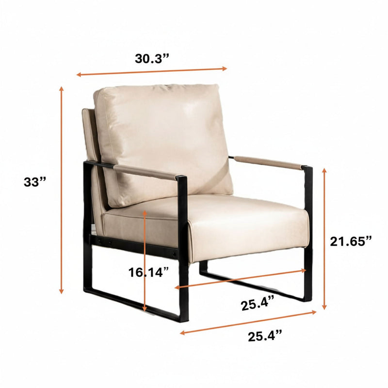 Accent Chair With Durable Square Frame, Armchair Upholstery - Gray