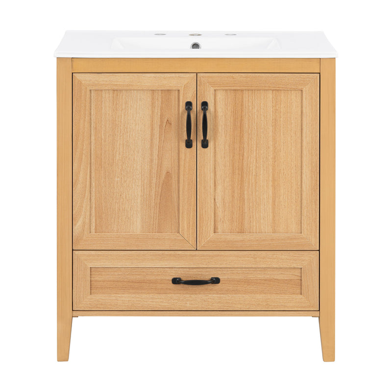Elegant Fluted Bathroom Vanity With Sink, Soft Close Doors & Drawer
