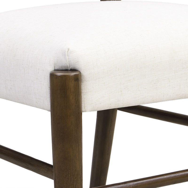 Farmhouse Style Dining Chair Set With Ladder Back Design - Beige