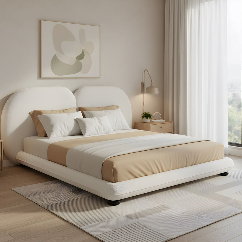 Upholstered Platform Bed With Split Headboard