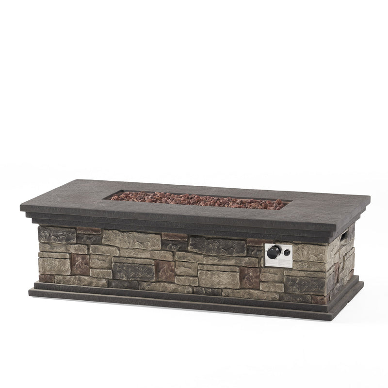 Contemporary Rectangle Fire Pit 50, 000 Btu Magnesium Oxide - Stone Gray