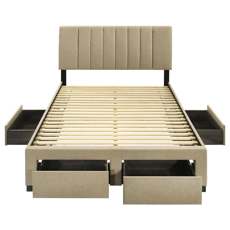 Wheatland 4-drawer Upholstered Full Storage Bed Light Brown