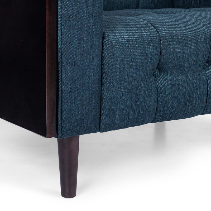 Contemporary Mid-Century Charm 3 Seater Sofa With Button Tufted Waffle Stitching