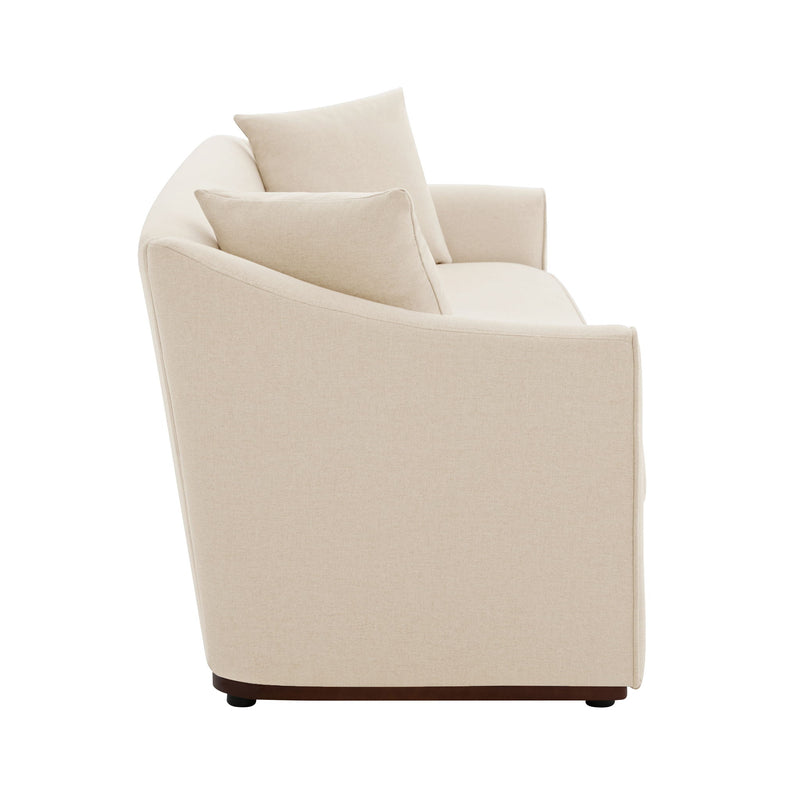 3 Seater Sofa With Wrap Around Armrests And Throw Pillows, For Living Room - Oatmeal