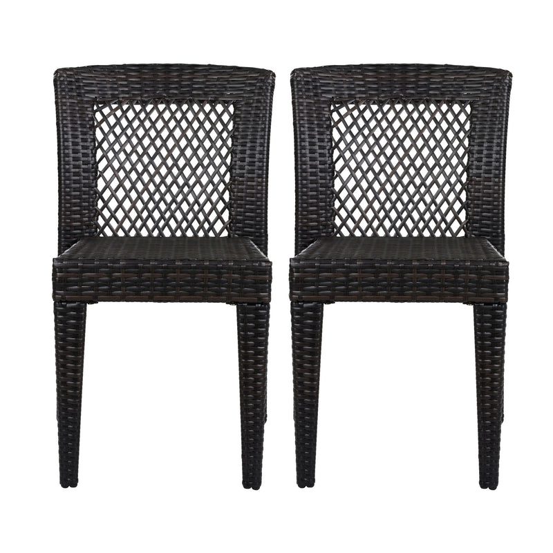 7 Piece Outdoor Dining Set With Table And 6 Chairs - Brown Multi