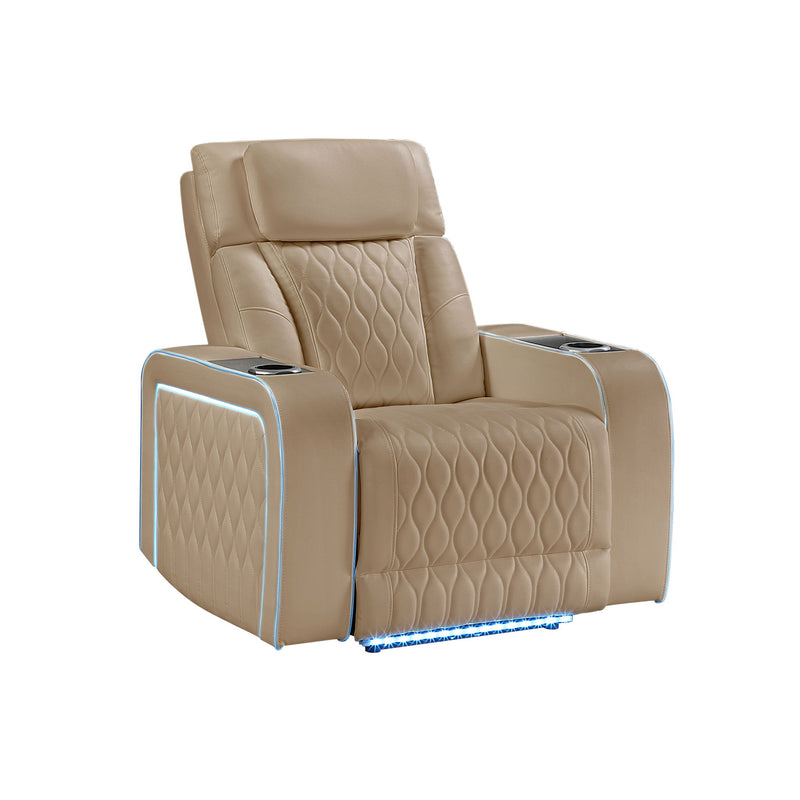 Electra - 3 Piece Power Reclining Sofa, Loveseat And Recliner Set With Power Headrests, Massage And LED Lighting