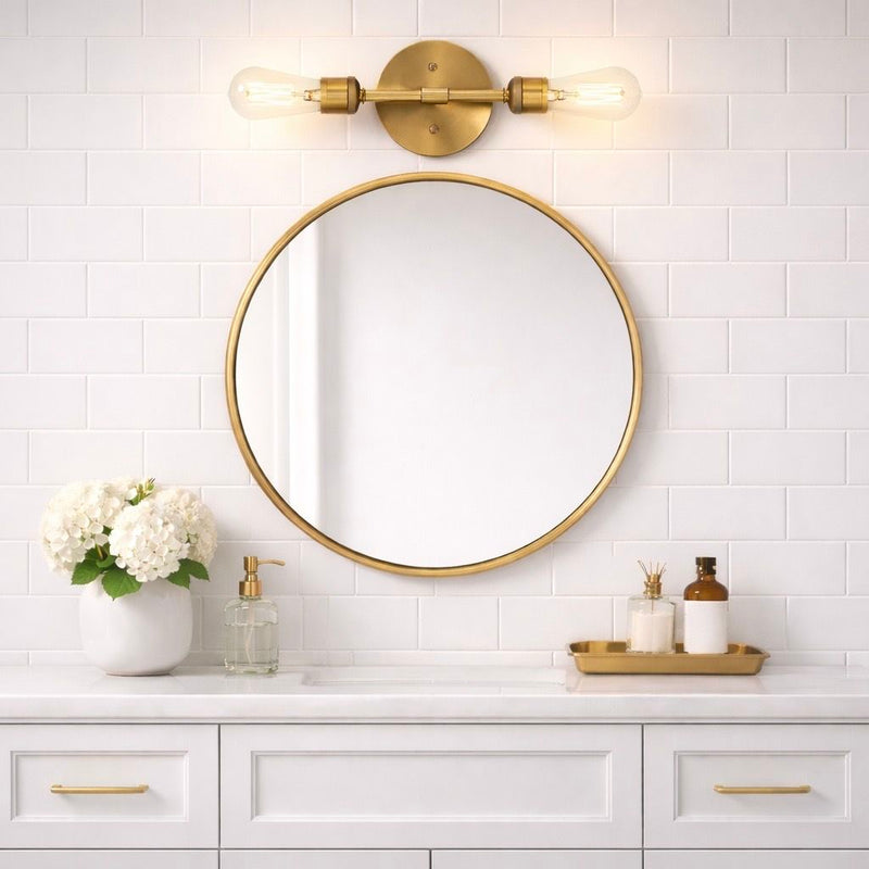 Reverie - Double Lights Bathroom Wall Sconce Over Mirror - Clear / Gold