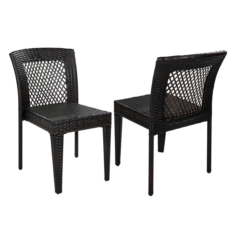7 Piece Outdoor Dining Set With Table And 6 Chairs - Brown Multi