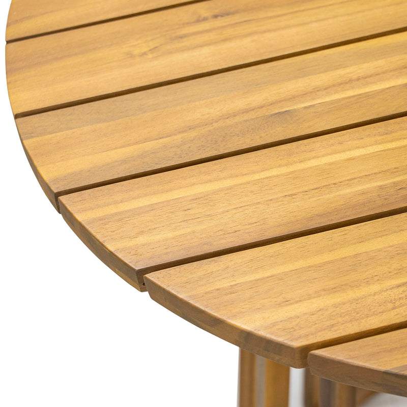 Outdoor 3 Pieces Dining Set, Round Bistro Set - Teak