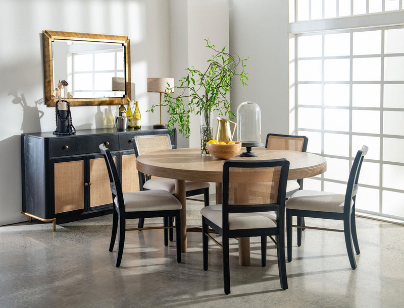 Arini Rattan Cane Dining Side Chair Black (Set of 2)