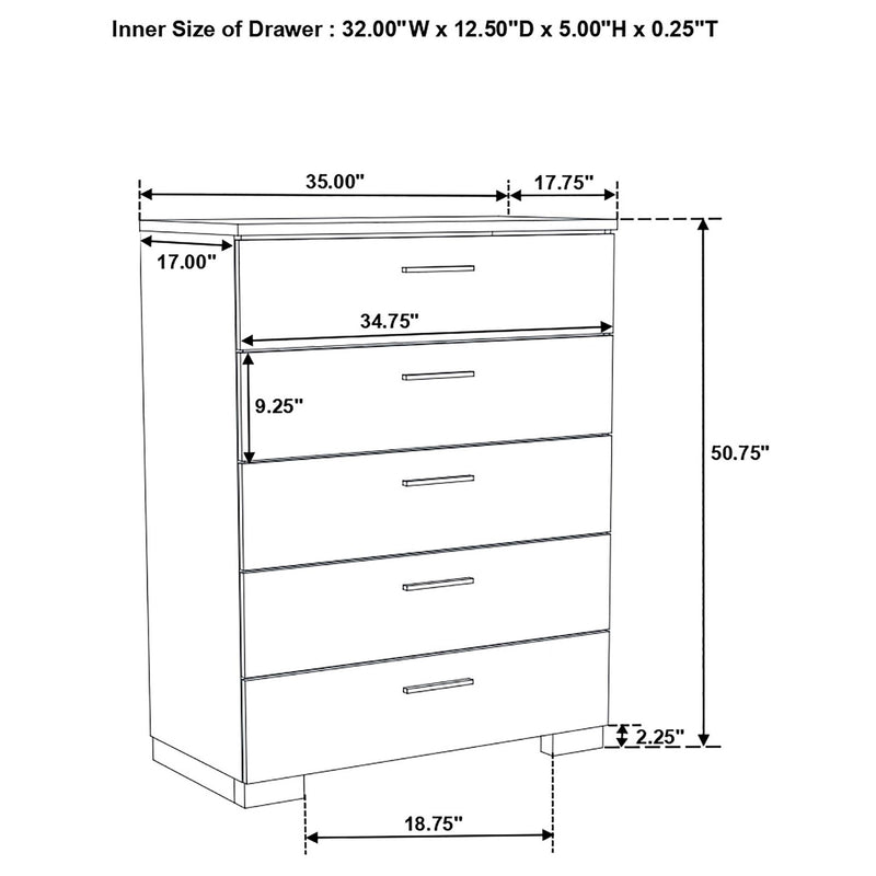 Felicity 5-piece Queen Platform Bedroom Set White
