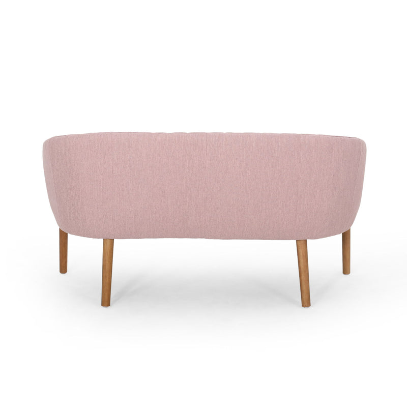 Mid Century Modern Loveseat With Channel Stitched Backrest