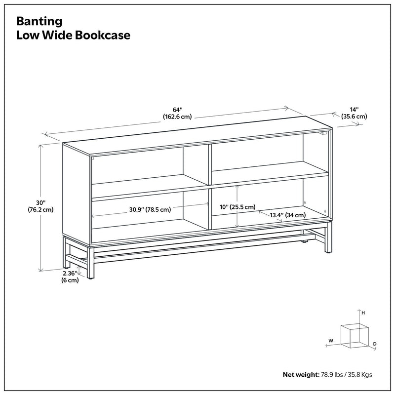 Banting - Low Wide Bookcase - Walnut Brown