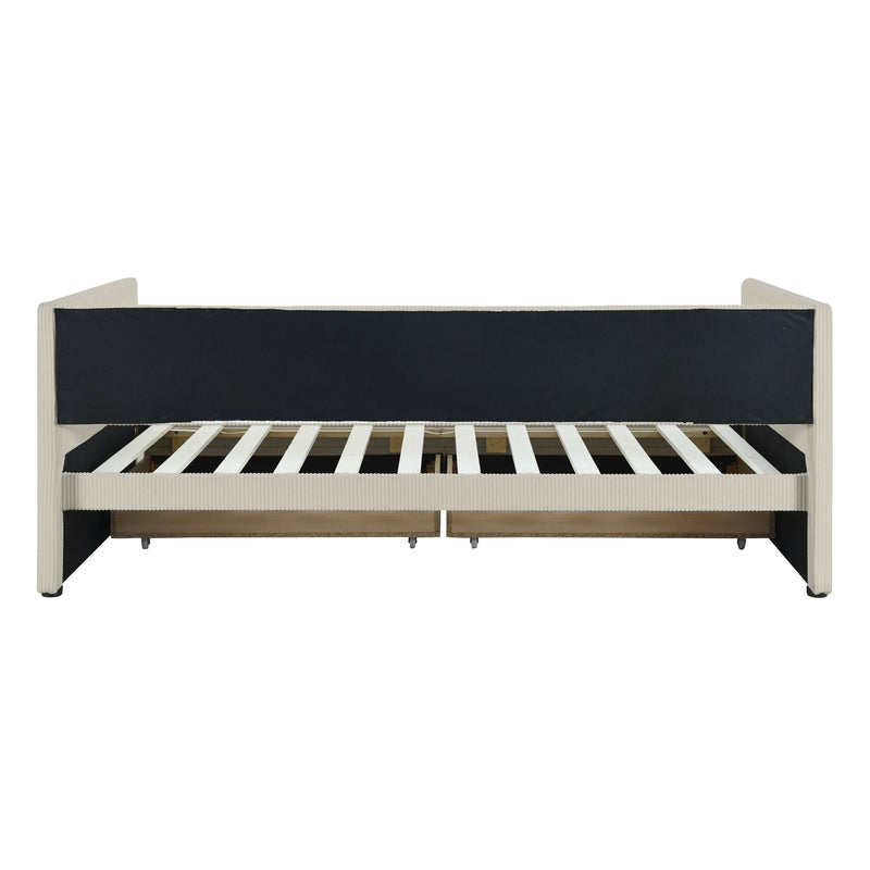 Daybed With Two Drawers And Wood Slat