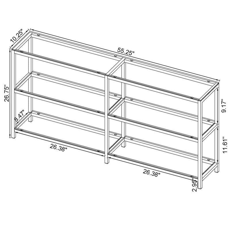 Kate 55-inch 4-shelf Console Bookcases Black Nickel