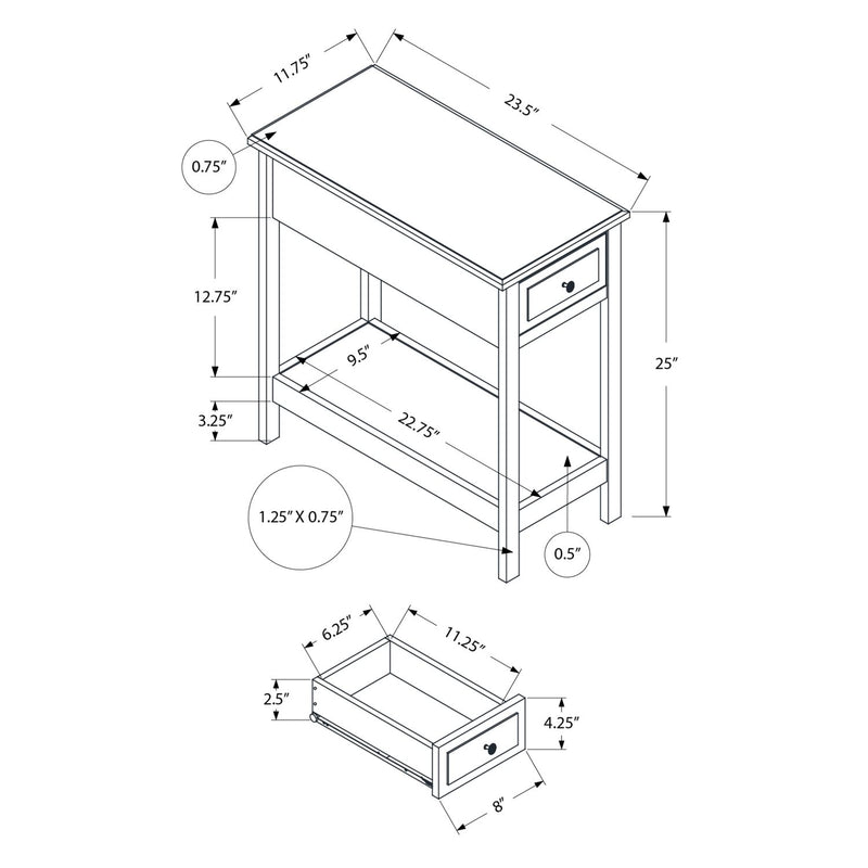 Accent End Table, 2 Tier, Storage Drawer, Transitional - Walnut