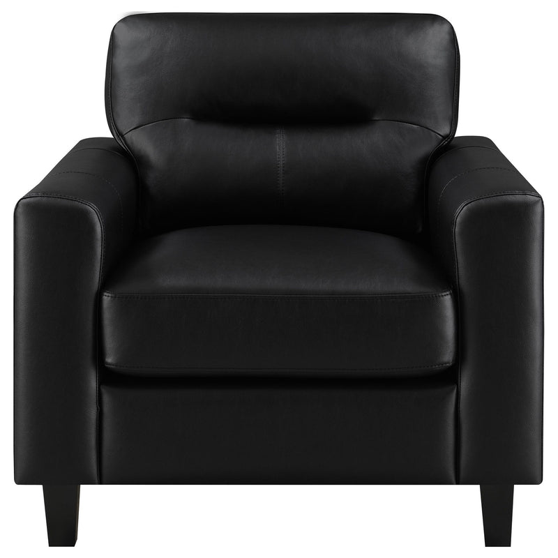 Scotland 3-piece Faux Leather Upholstered Sofa Set Black