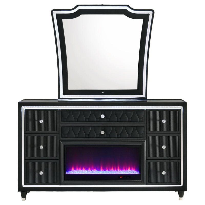 Mika - 8 Drawer LED Dresser And Mirror Set - Black