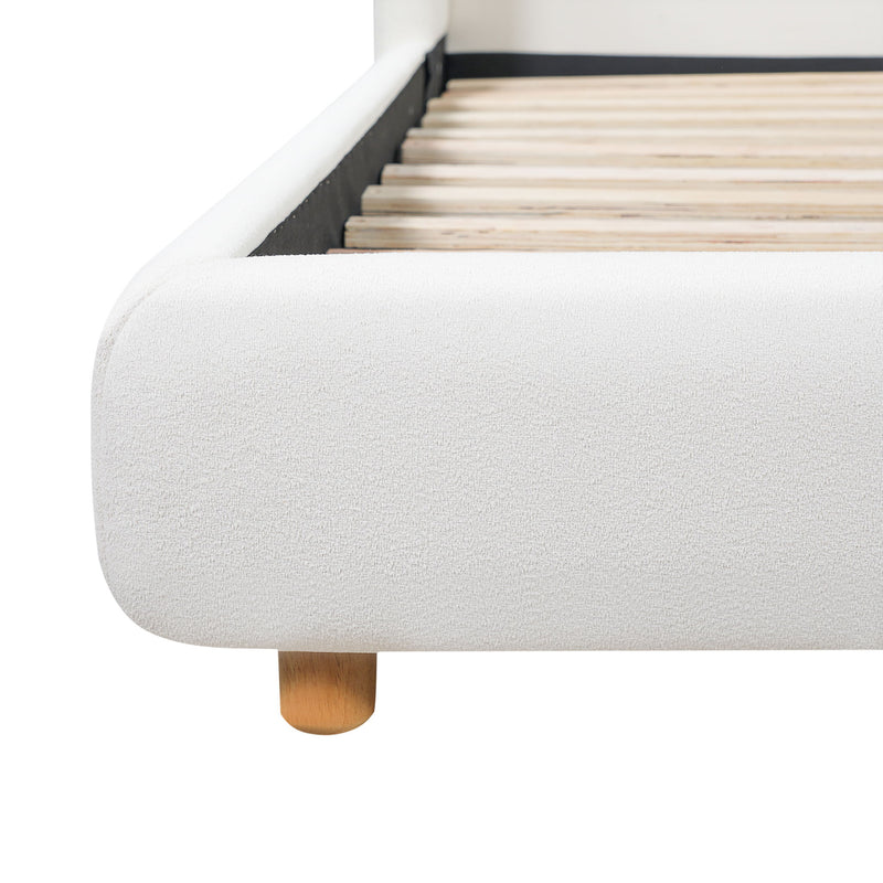 Modern Upholstered Bed Frame With Wingback Headboard