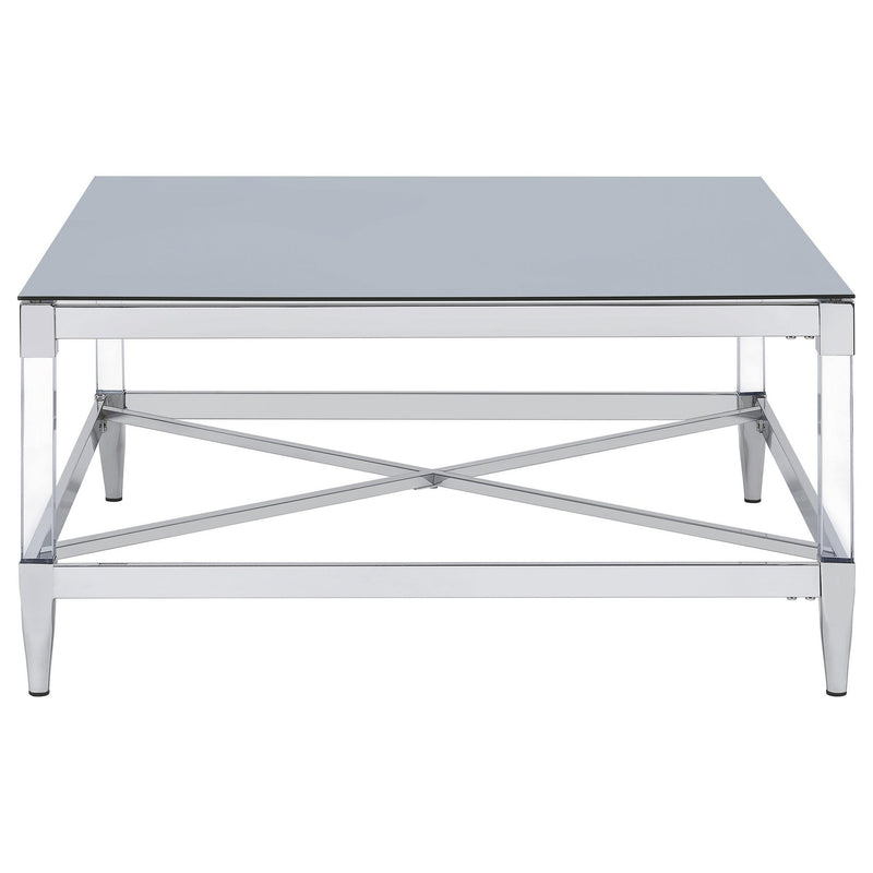 Lindley Square Tempered Mirror Acrylic Coffee Table Chrome